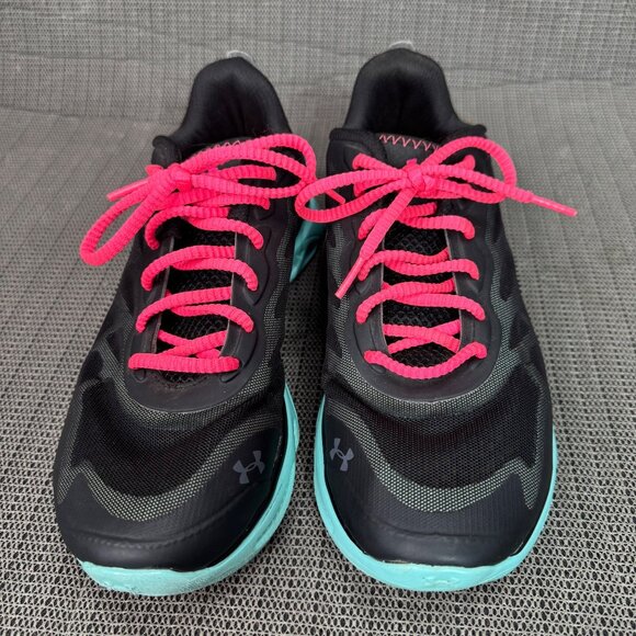 Under Armour Spine Venom Womens Size 8.5 Running Shoes Black/Pink/Turquoise - Picture 2 of 8